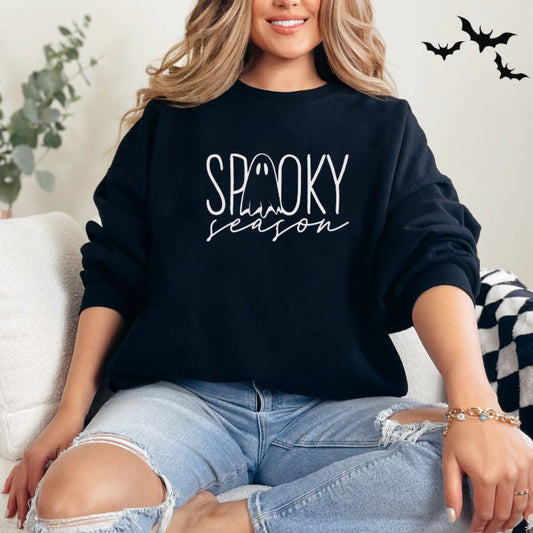 Spooky Season Sweatshirt, Halloween Sweatshirt,Fall Sweatshirts,Long sleeves ,Crewneck,Gift for Her - Custom Delight 90 LLC